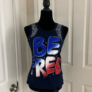 Justice Navy Sleeveless "Be Free" Graphic Tank with Red, White & Blue